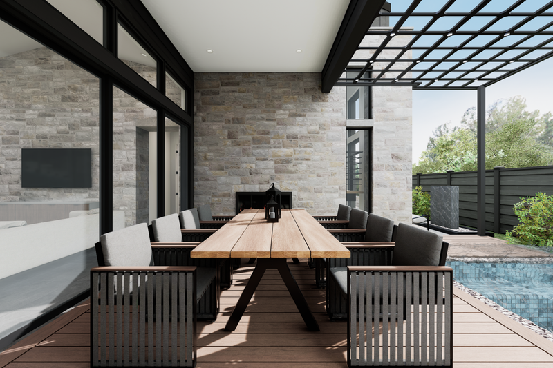 House Blueprint - Exterior - Outdoor Living 16 for Modern House Plan #1087-1 - 4 bed, 3.5 bath