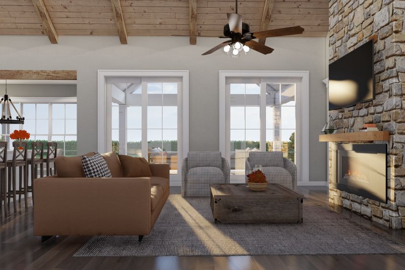 Dream House Plan - Interior - Family Room for Farmhouse House Plan #923-369 - 3 bed, 2.5 bath