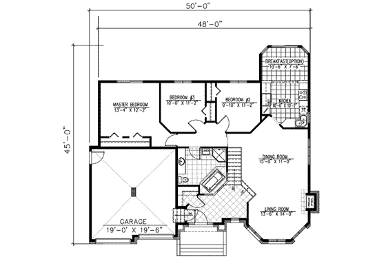 Floor Plan - Main Floor for European House Plan #138-174 - 3 bed, 1 bath