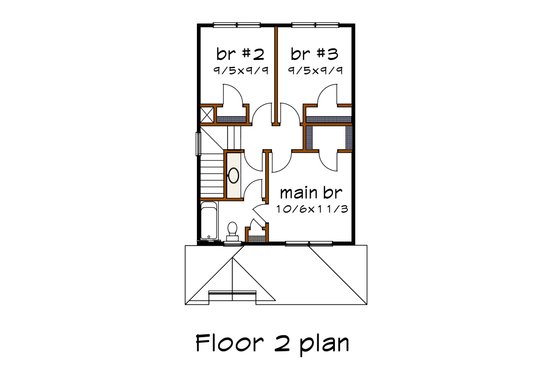 Floor Plan - Upper Floor for Cottage House Plan #79-120 - 3 bed, 1.5 bath