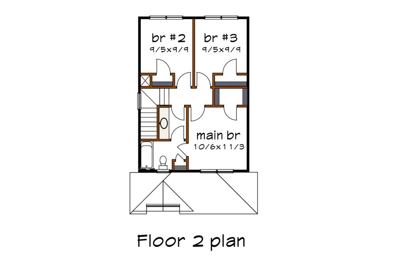 House Blueprint - Floor Plan - Upper Floor for Cottage House Plan #79-120 - 3 bed, 1.5 bath