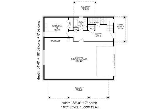 Floor Plan - Main Floor for Contemporary House Plan #932-1109 - 2 bed, 2.5 bath