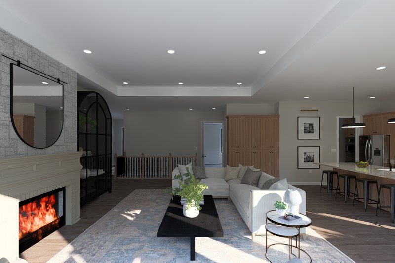 House Blueprint - Interior - Family Room 3 for European House Plan #1060-443 - 3 bed, 2 bath