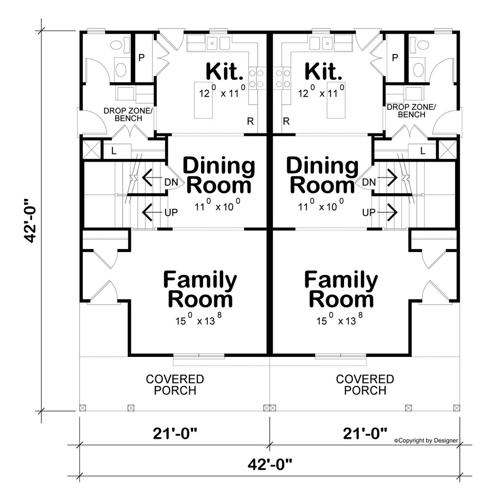 Floor Plan - Main Floor for Farmhouse House Plan #20-2627 - 3 bed, 2.5 bath