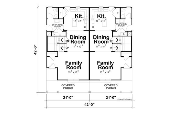 Floor Plan - Main Floor for Farmhouse House Plan #20-2627 - 3 bed, 2.5 bath