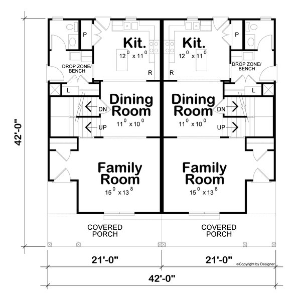 Architectural House Design - Floor Plan - Main Floor for Farmhouse House Plan #20-2627 - 3 bed, 2.5 bath