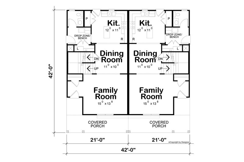 Architectural House Design - Floor Plan - Main Floor for Farmhouse House Plan #20-2627 - 3 bed, 2.5 bath
