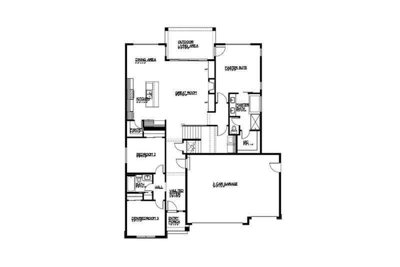 Home Plan - Floor Plan - Main Floor for Farmhouse House Plan #569-46 - 4 bed, 3 bath