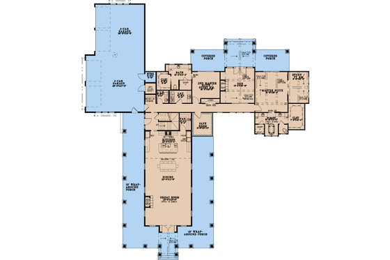 Floor Plan - Main Floor for Farmhouse House Plan #923-496 - 4 bed, 4.5 bath