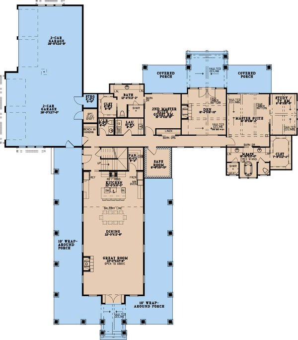 Home Plan - Floor Plan - Main Floor for Farmhouse House Plan #923-496 - 4 bed, 4.5 bath