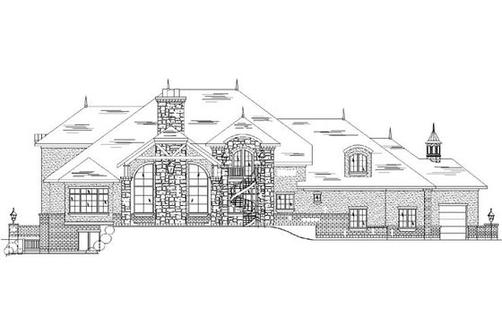 Exterior - Rear Elevation for European House Plan #5-442 - 6 bed, 6.5 bath