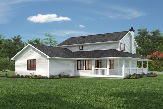 Exterior - Rear Elevation 1 for Farmhouse House Plan #18-4460 - 5 bed, 2.5 bath