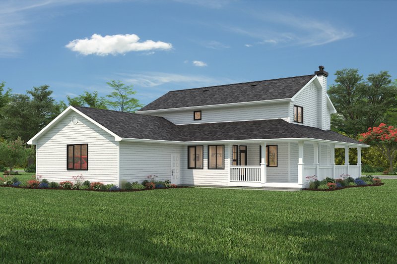 Dream House Plan - Exterior - Rear Elevation 1 for Farmhouse House Plan #18-4460 - 5 bed, 2.5 bath
