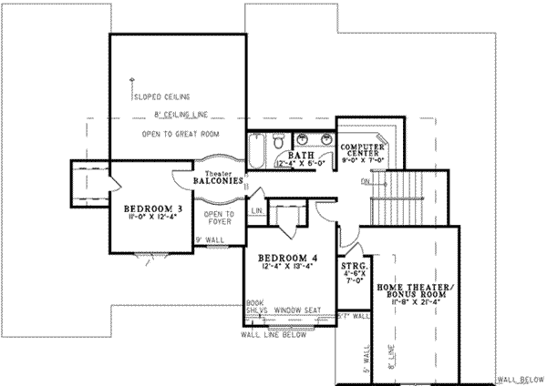 European Floor Plan - Upper Floor Plan #17-2134