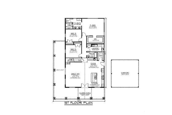 Floor Plan - Main Floor for Country House Plan #1064-276 - 3 bed, 2 bath
