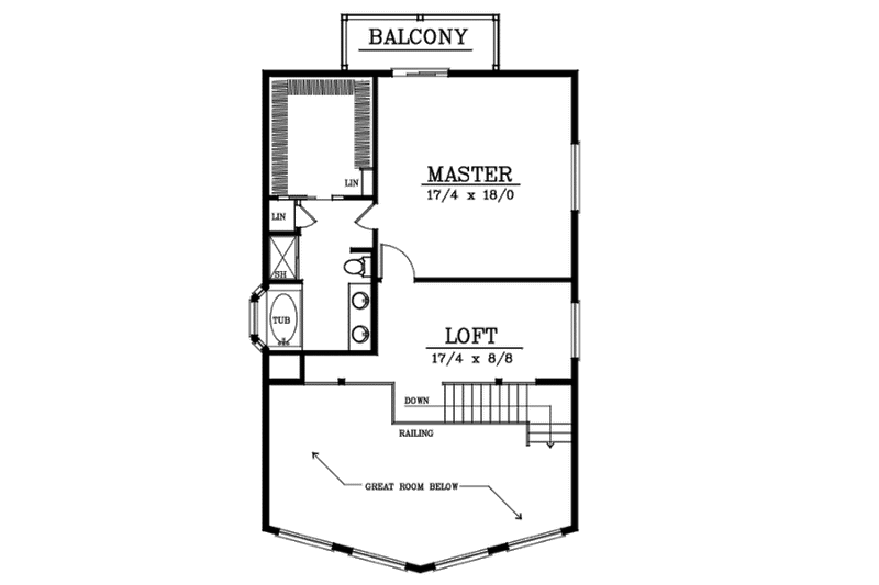 Architectural House Design - Floor Plan - Upper Floor for Contemporary House Plan #102-204 - 3 bed, 2 bath