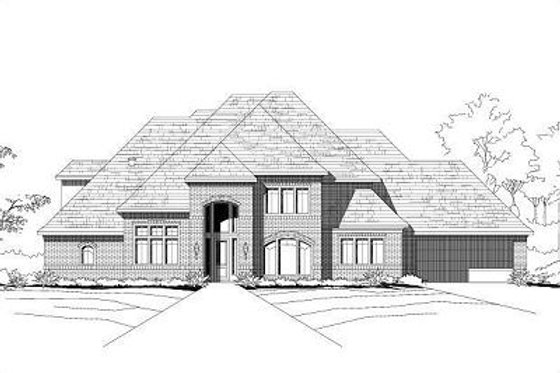 Exterior - Front Elevation for European House Plan #411-795 - 4 bed, 3.5 bath
