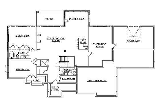 Floor Plan - Lower Floor for Traditional House Plan #5-292 - 4 bed, 3.5 bath