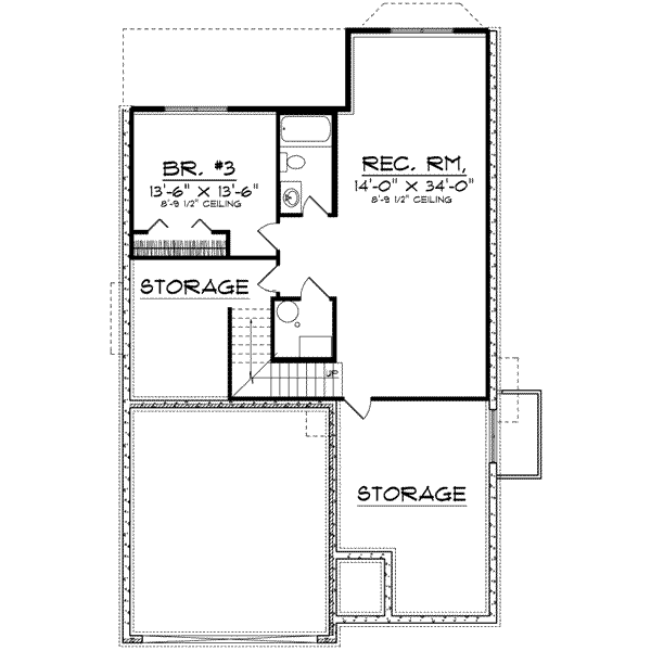 Ranch Floor Plan - Lower Floor Plan #70-658