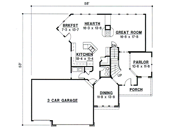 Traditional Floor Plan - Main Floor Plan #67-547