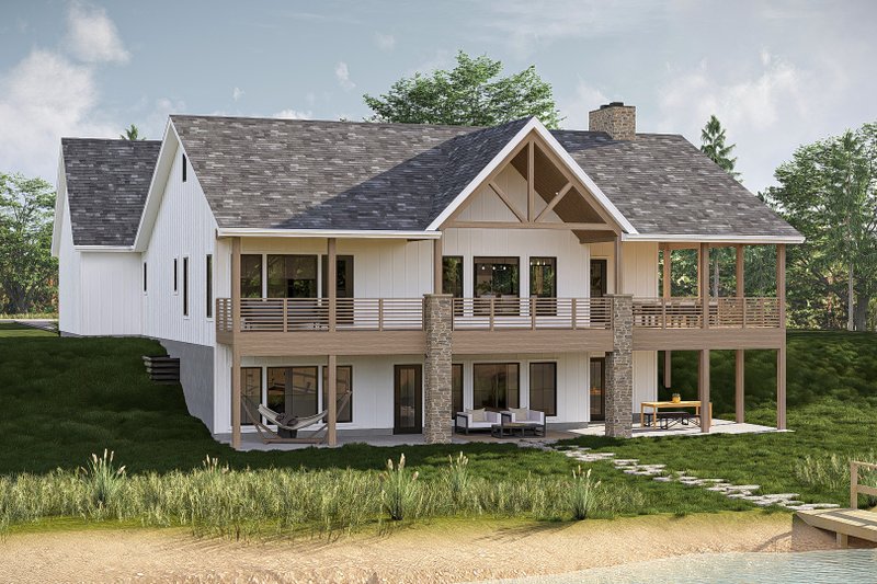 Home Plan - Exterior - Rear Elevation 3 for Beach House Plan #455-594 - 1 bed, 2 bath