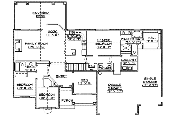 Floor Plan - Main Floor for Traditional House Plan #5-131 - 4 bed, 2.5 bath