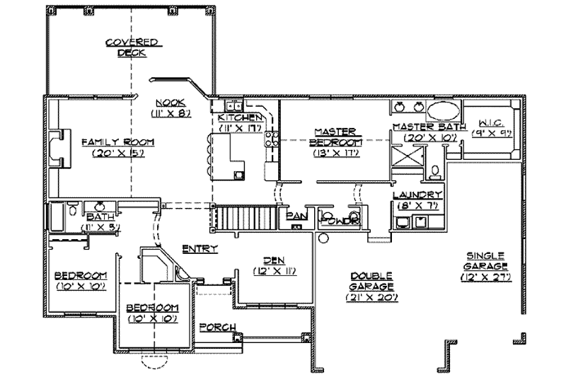 Dream House Plan - Floor Plan - Main Floor for Traditional House Plan #5-131 - 4 bed, 2.5 bath