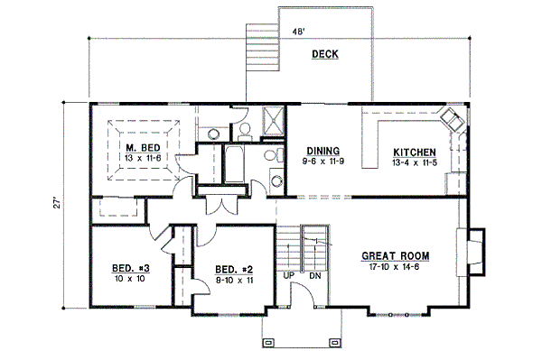 Floor Plan - Main Floor for European House Plan #67-630 - 3 bed, 2.5 bath