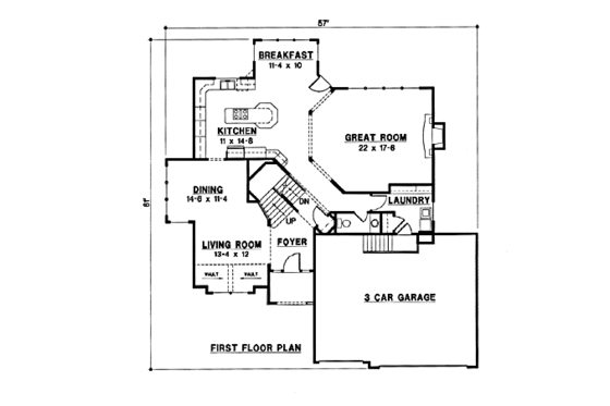 Floor Plan - Main Floor for European House Plan #67-181 - 4 bed, 4 bath