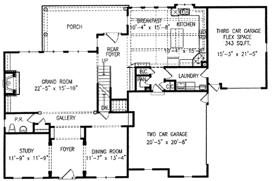 Floor Plan - Main Floor for Traditional House Plan #54-134 - 4 bed, 3.5 bath