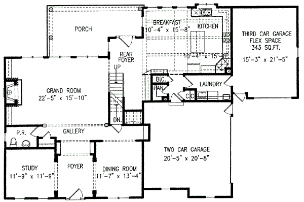 Architectural House Design - Traditional Floor Plan - Main Floor Plan #54-134