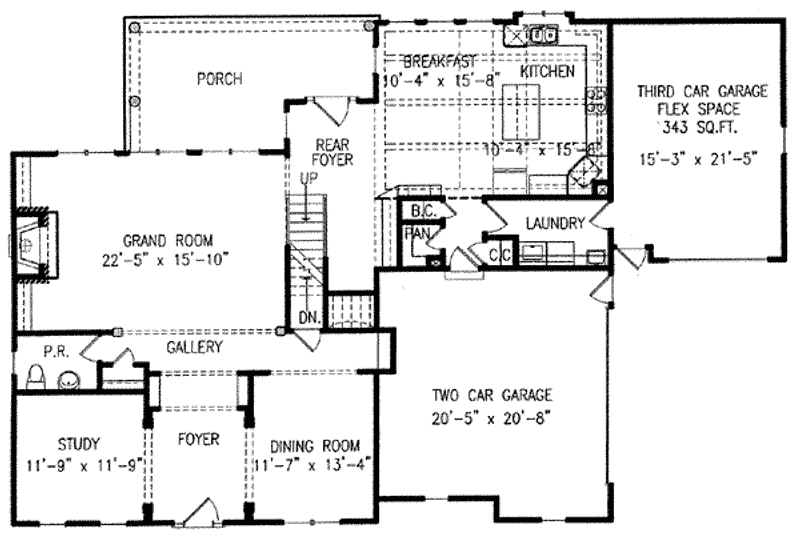 House Plan Design - Floor Plan - Main Floor for Traditional House Plan #54-134 - 4 bed, 3.5 bath