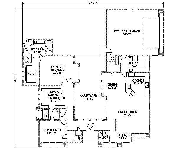 Adobe / Southwestern Floor Plan - Main Floor Plan #24-234
