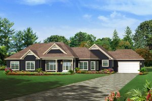 Ranch Exterior - Front Elevation Plan #57-610