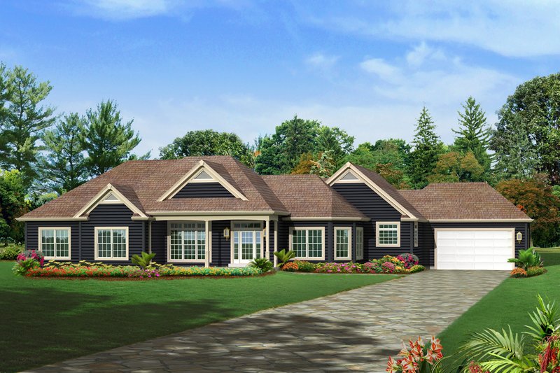 House Blueprint - Ranch Exterior - Front Elevation Plan #57-610