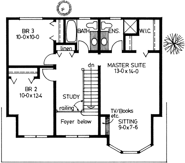 Architectural House Design - Colonial Floor Plan - Upper Floor Plan #126-118