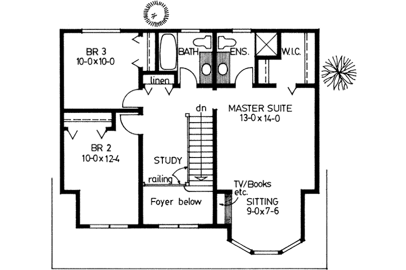 Architectural House Design - Floor Plan - Upper Floor for Colonial House Plan #126-118 - 3 bed, 2.5 bath