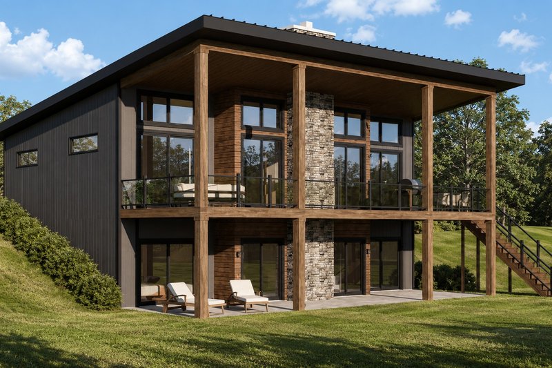 Architectural House Design - Exterior - Rear Elevation 1 for Contemporary House Plan #1064-490 - 2 bed, 2.5 bath