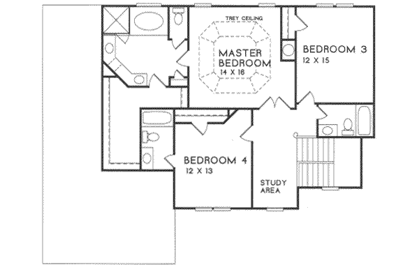 Dream House Plan - Southern Floor Plan - Upper Floor Plan #129-132