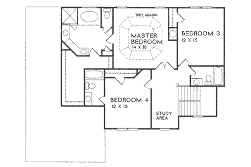 Home Plan - Floor Plan - Upper Floor for Southern House Plan #129-132 - 4 bed, 4 bath