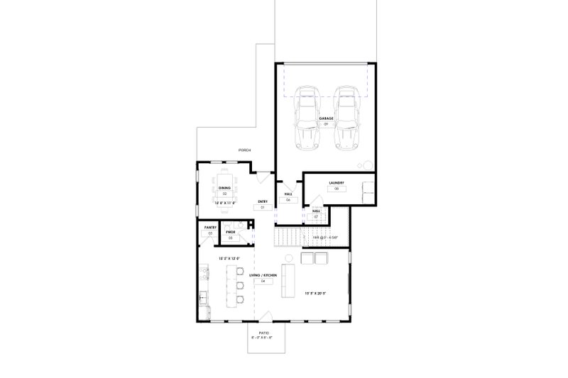 Home Plan - Floor Plan - Main Floor for Contemporary House Plan #1129-14 - 4 bed, 2.5 bath