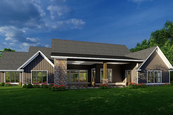 Exterior - Rear Elevation for European House Plan #923-268 - 4 bed, 5.5 bath