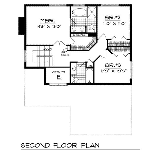 House Plan Design - Traditional Floor Plan - Upper Floor Plan #70-176