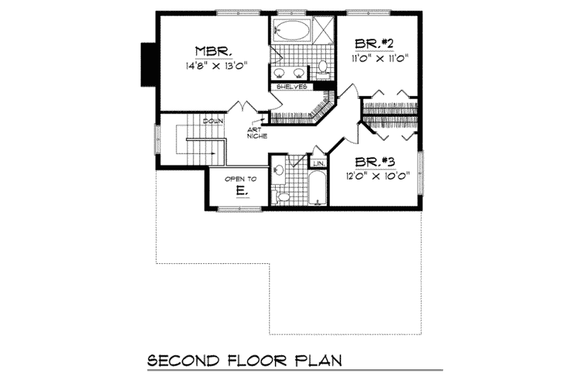 Dream House Plan - Floor Plan - Upper Floor for Traditional House Plan #70-176 - 3 bed, 2.5 bath