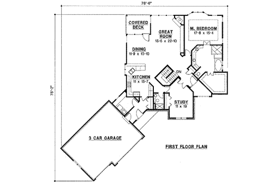 Floor Plan - Main Floor for Traditional House Plan #67-749 - 2 bed, 2 bath