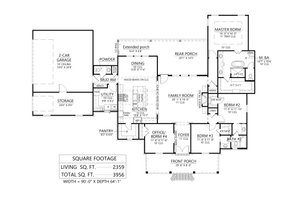 Floor Plan - Main Floor for Farmhouse House Plan #1074-108 - 4 bed, 2.5 bath