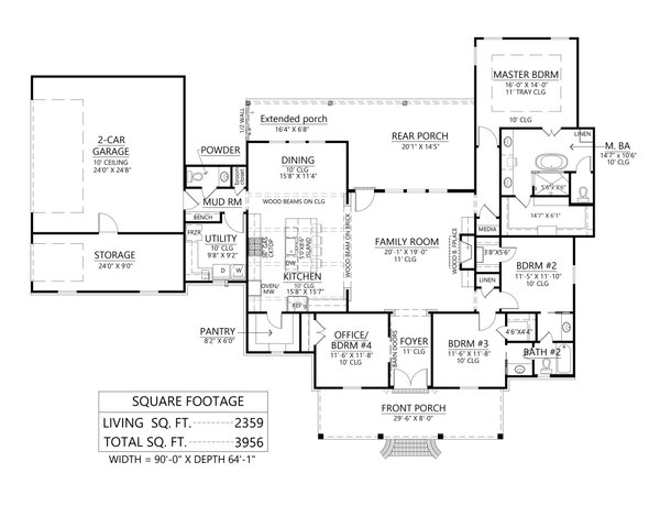 Farmhouse Floor Plan - Main Floor Plan #1074-108