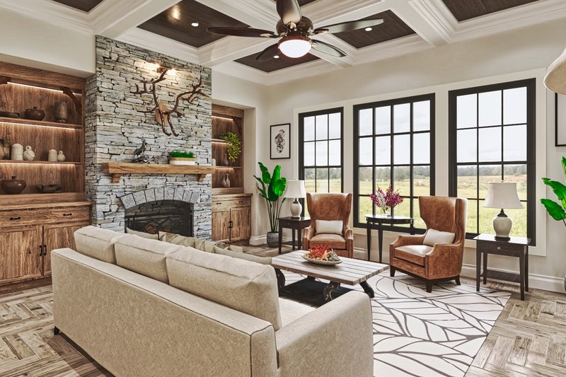 Dream House Plan - Interior - Family Room for Traditional House Plan #54-450 - 5 bed, 4 bath