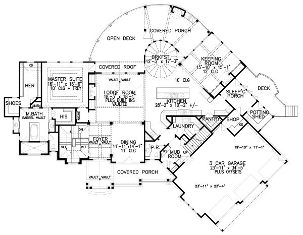 House Plan Design - Craftsman Floor Plan - Main Floor Plan #54-391