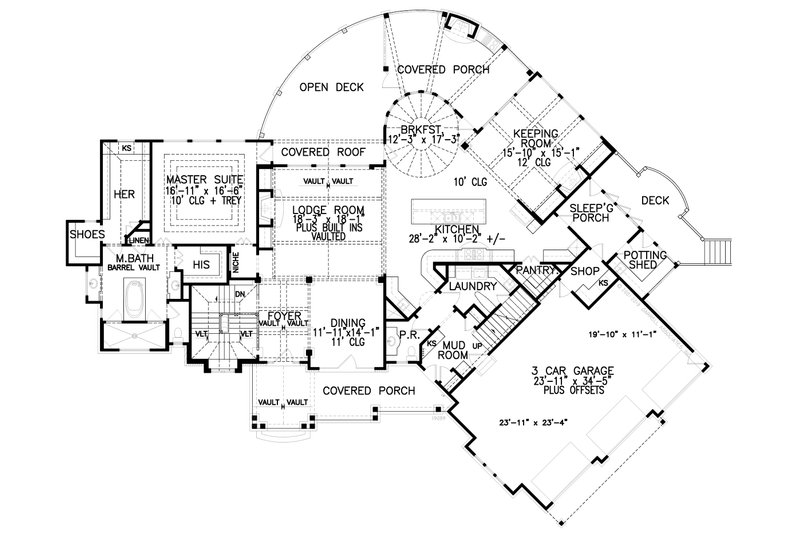Home Plan - Floor Plan - Main Floor 1 for Craftsman House Plan #54-391 - 3 bed, 3 bath